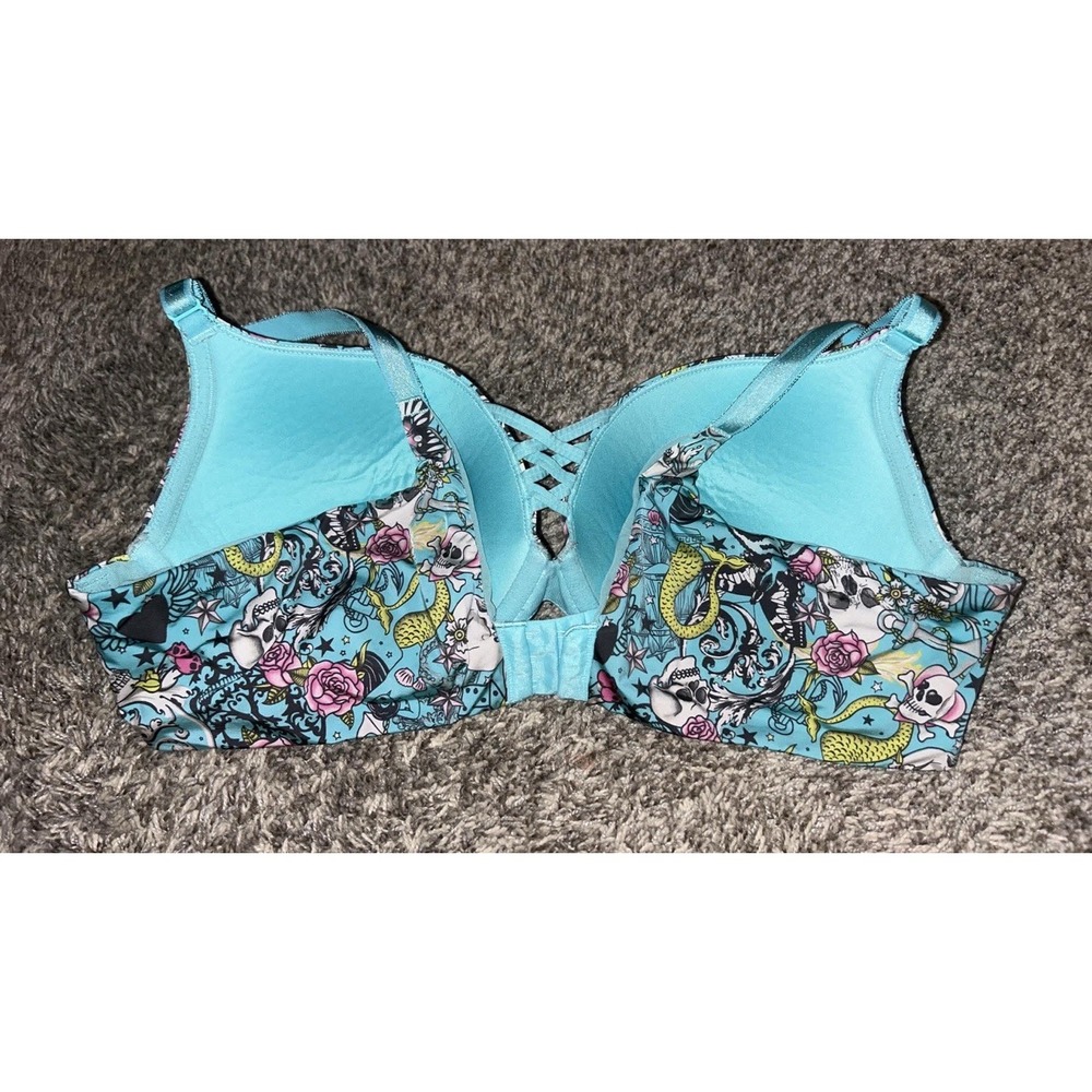 TORRID 44C MERMAID SKULL WIRELESS PUSH UP 360 BACK SMOOTHING BRA - Picture 2 of 2